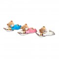 Keel Toys - Spící medvídek Rainbow | bílý, růžový, modrý