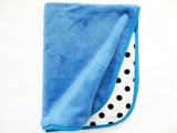 Oboustranná deka 70x90 cm - modrá/ černé puntíky