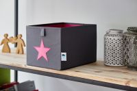 STORE IT Úložný box malý šedá s růžovou hvězdou