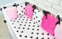Baby Nellys Polštářkový mantinel minky s povlečením - Mickey, růžová