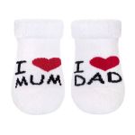 Kojenecké froté ponožky New Baby bílé I Love Mum and Dad, Bílá