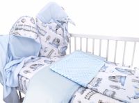Baby Nellys 6-ti dílná výhodná sada s dárkem pro miminko, 135 x 100 cm - Vláček, modrý