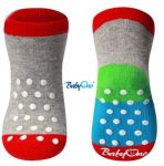 Bavlněné protiskluzové ponožky Baby Ono šedé-patička zelená 6m+