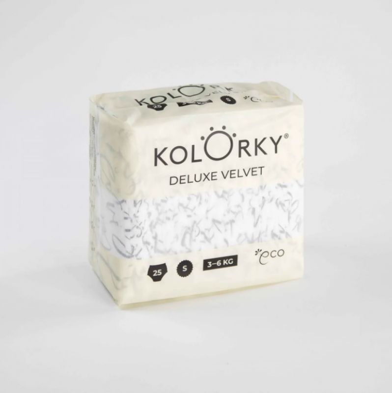 KOLORKY DELUXE VELVET Pleny jednorázové eko se sametovým povrchem S (3-6 kg) 25 ks