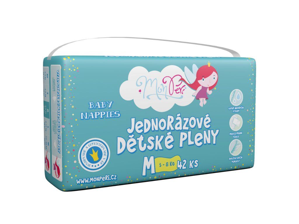 MonPeri Klasik M 5-8kg - 42ks EKO Jednorázové dětské pleny (velikost 3)