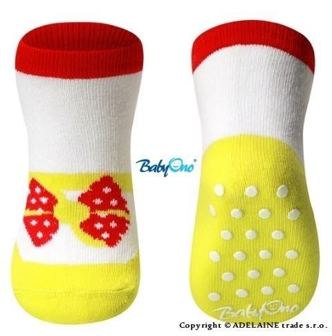 Bavlněné protiskluzové ponožky Baby Ono 0m+ - Mašlička